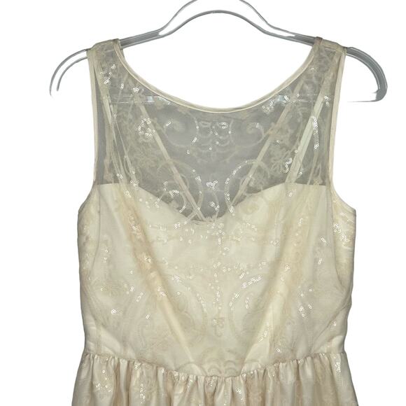 Jill Stuart Women’s 6 Sequin Ivory Mini Fit & Flare Dress - Picture 5 of 10